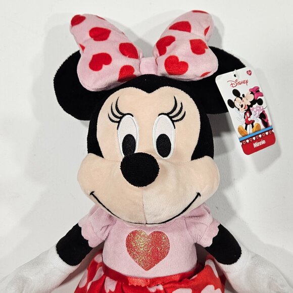 Disney Minnie Mouse Valentine Plush Pink Heart Dress 19” Stuffed Toy NWT - Picture 6 of 6